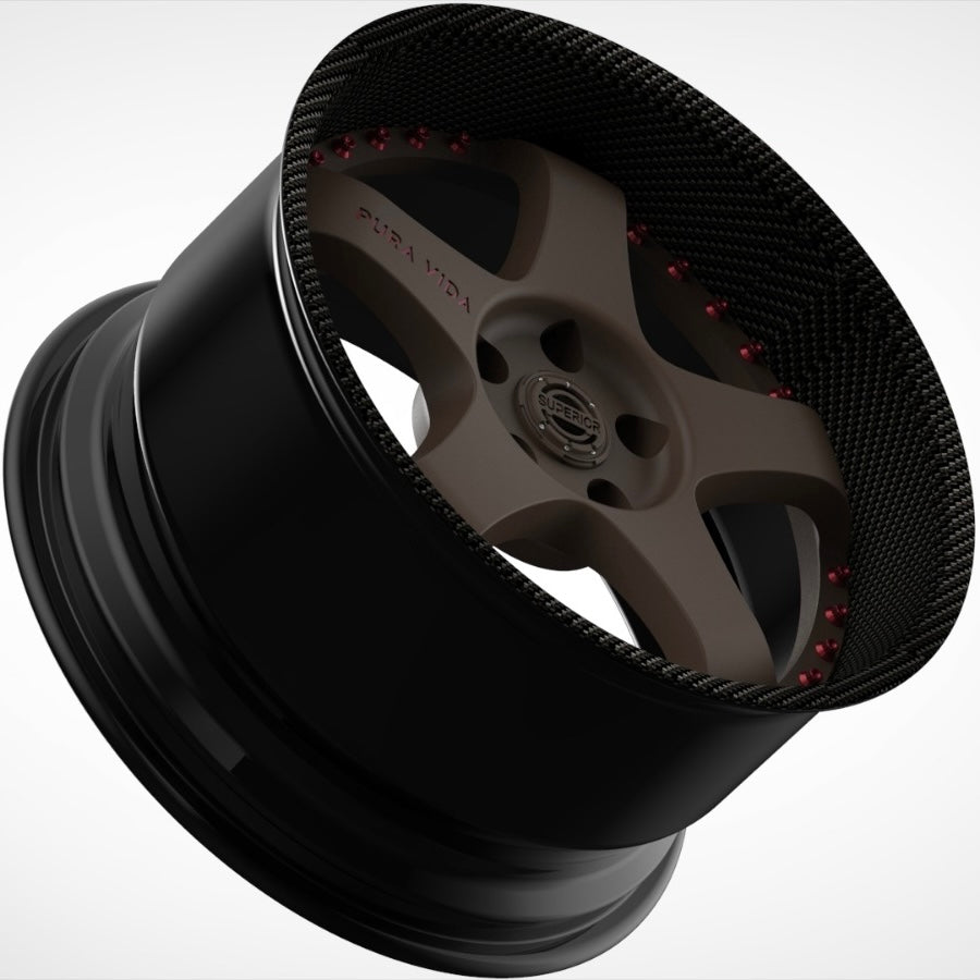 Superior Forged GT-5.SR ELMT6 Multipiece wheel — angled barrel view