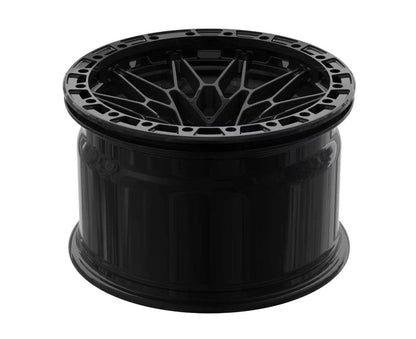 Superior Forged 826M Style Beadlock wheel in black, barrel and outer flange view