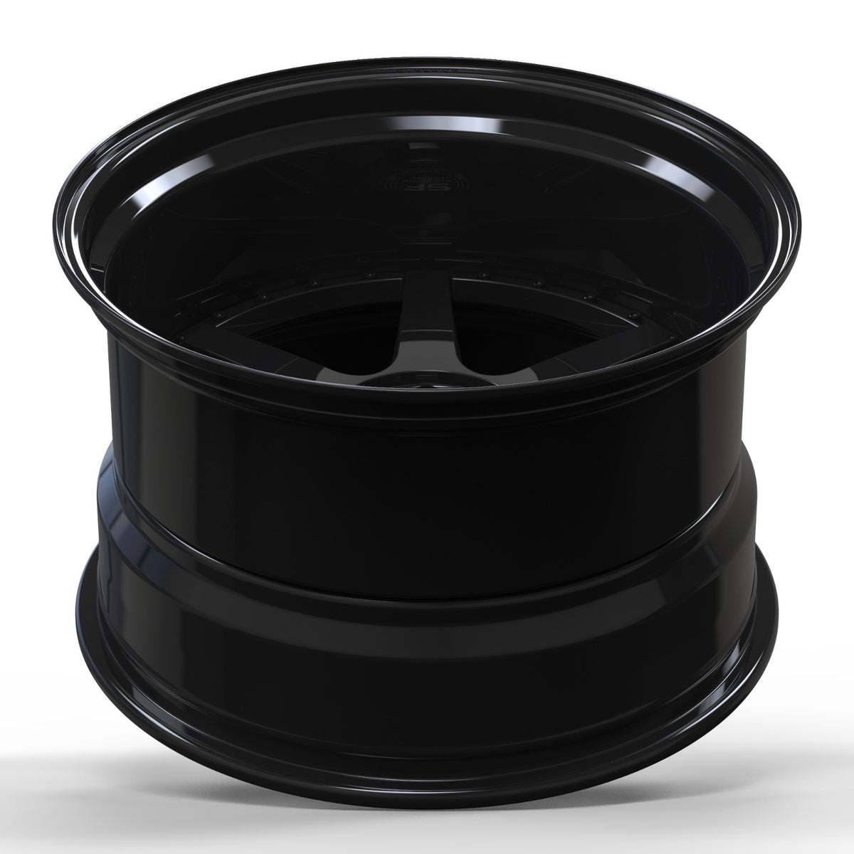 Superior Forged GT-6 Comp multi-piece wheel in black, barrel and side profile view